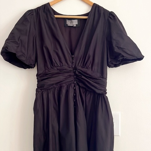 NWOT Anthropologie Katerina Button-Front Midi Dress Black - Picture 5 of 8